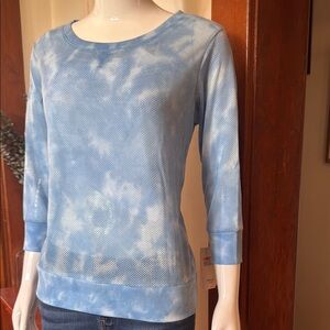 NWT 2 pc Style&Co size small Blue Tie-Dye Mesh Top